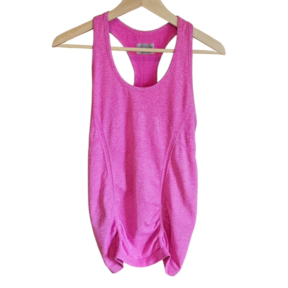 Athleta Speedlight Tank Top Medium Pink Seamless Heathered Ruched Racerback